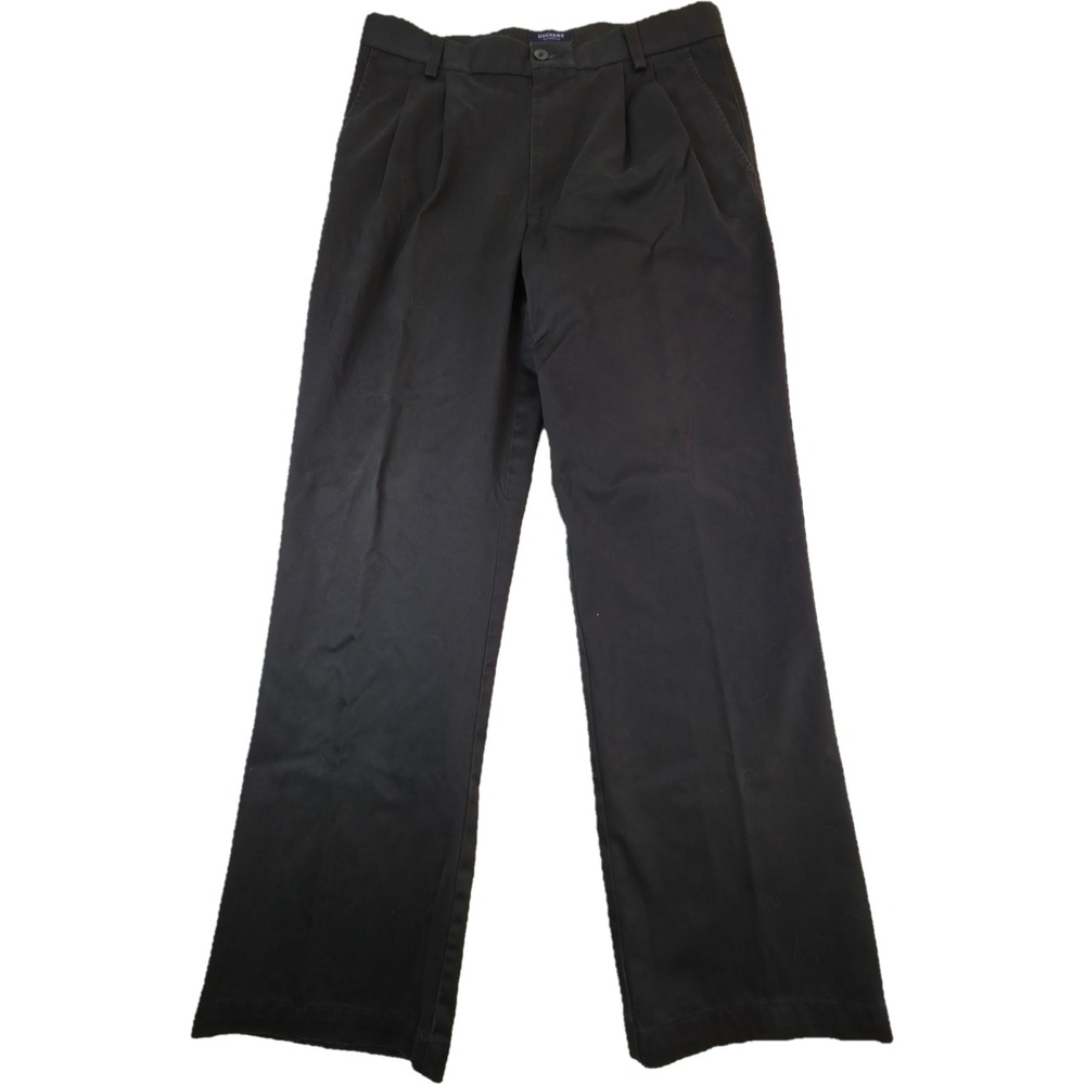 Dockers D2 Straight Fit Pleated Pants Mens 34x32 Black Chino Trousers